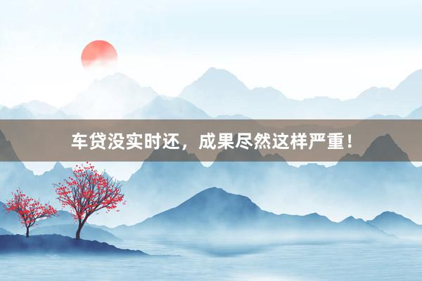 车贷没实时还，成果尽然这样严重！